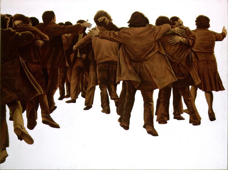 Imagen: El Abrazo, de Juan Genovés.