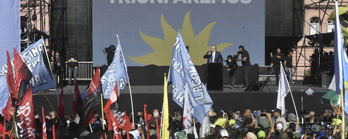 Alberto Fernández en el acto por el día de la militancia