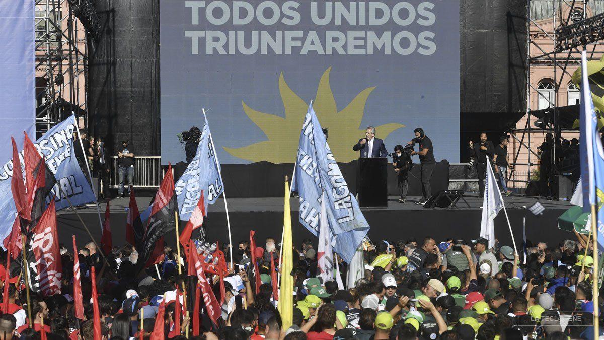 Alberto Fernández en el acto por el día de la militancia